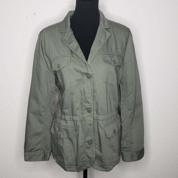 Talbots Womens Cotton Casual Embroidered Utility Jacket Size XL Green Layer NWT - Picture 4 of 16